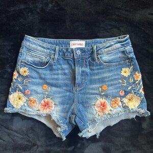 Driftwood Connie Denim Shorts with Floral Embroidery